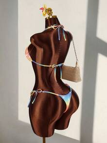 Amplova 女士涂层亮面面料性感套装，适合度假穿着 - 彩色 - 查看 2