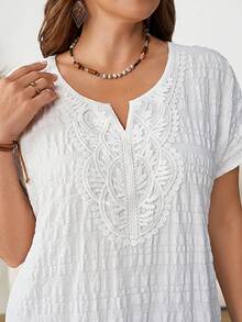 EMERY ROSE Vestido de mujer de longitud media con cuello en V y tejido - Blanco - Ver 4