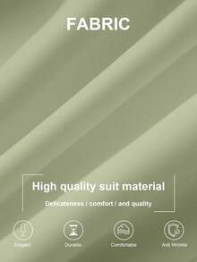 Rafferiza Minimalist French Style Solid Color Asymmetric Buckle Decor Fitted Business Suit For Women - Green - View 6