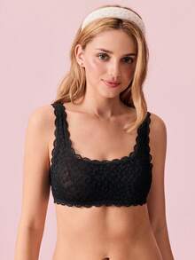 Bonmuse 1件黑色蕾丝浪漫性感女士文胸 - 黑色 - 查看 4