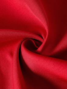 SHEIN Bộ đồ 2 món cho bé gái tuổi teen: áo khoác cardigan dệt trơn và áo hai dây dệt kim kèm mũ, thích hợp cho mùa tựu trường. - Đỏ và trắng - Xem 5