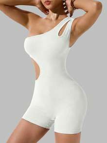 Easithlete Women's Fashionable Fitness Jumpsuit - Beige - View 8