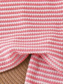 SHEIN Playful Pals 女童（小号）粉色提花针织无袖上衣和短裤套装，夏季休闲简约日常穿搭 - 粉色 - 查看 10