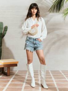 SHECARRY 1 chiếc túi đeo hông/ngực bằng rơm dệt thêu thời trang, thanh lịch và đơn giản dành cho nữ, túi một mảnh, thích hợp cho bãi biển, kỳ nghỉ, mùa hè, ven biển, tiệc bãi biển. - Màu be - Xem 9