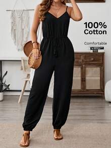 EMERY ROSE Mono casual de unicolor con pliegues para uso diario de mujer - Negro - Ver 5