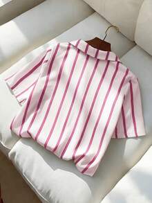 Franclia New V-Neck Slimming Short Sleeve Women Blouse, Spring/Autumn - Multicolor - View 2