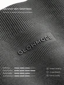 GLOWMODE 加大码 24 英寸超细柔软无缝高腰提臀紧身裤，中等强度跑步慢跑训练健身服 - 深灰色 - 查看 6