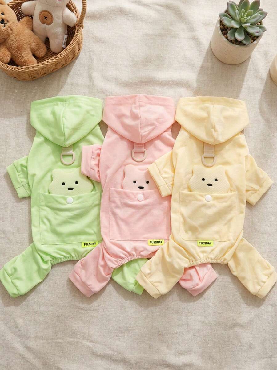 PETSIN 狗狗服装、猫咪服装、小型动物服装、春夏新品、猫咪服装、休闲服装、居家狗狗服装、小型动物连体衣 - 彩色 - 查看 1