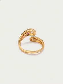 Glisma 18K Gold-Plated Red Diamond Ring,Premium/Old Money/Classy,Summer/Beach/Prom/Party,Layered/Gemstone/Beaded/Crystals,Sexy/Vintage,For Mom/Women/Girl/Mother - Red - View 5