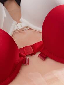 DesireSculpt Conjunto de 3 sutiãs minimalistas sem alças, sensuais e com fecho frontal e aro. - Multicolorido - Ver 5