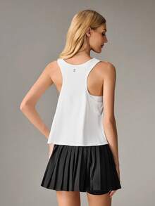 OutZeal Áo tập gym nữ màu trắng, kiểu dáng tank top, màu trơn, thích hợp cho mùa hè, mùa xuân, chơi tennis, yoga, phong cách thường ngày, thoáng mát, vạt áo rộng rãi, năng động. - trắng - Xem 6