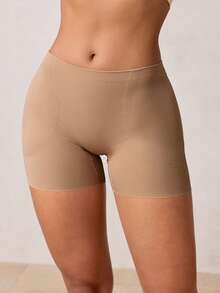 Veilyse 1件装女士束腰塑形短裤，带臀垫，无缝塑形收腹内裤 - 棕色 - 查看 1