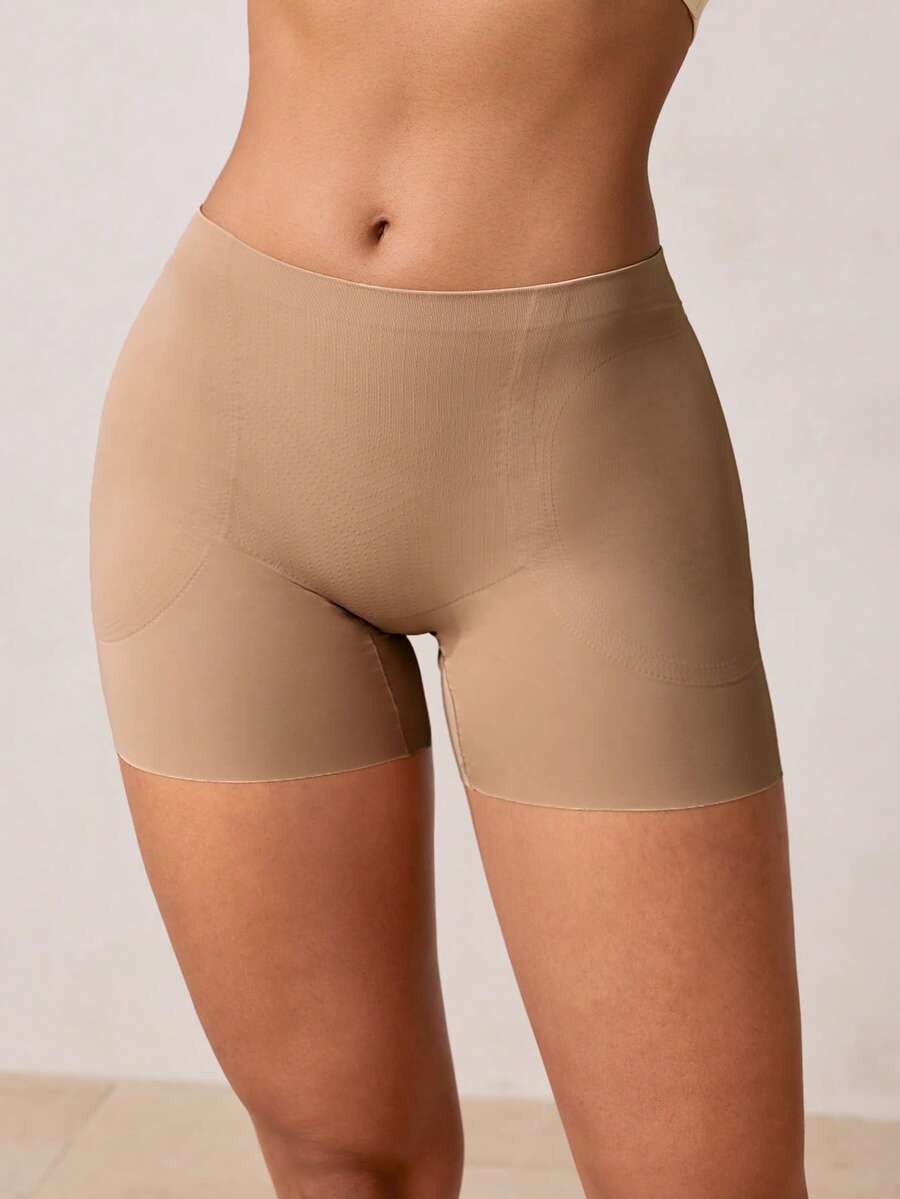 Veilyse 1件装女士束腰塑形短裤，带臀垫，无缝塑形收腹内裤 - 棕色 - 查看 1