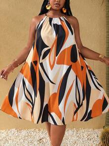 Maweii Plus Size Women's Sexy Tropical Floral Print Spaghetti Strap Maxi Dress, Sleeveless A-Line Striped Multicolor Blue Vacation/Holiday/Resort Dress - Multicolor - View 4