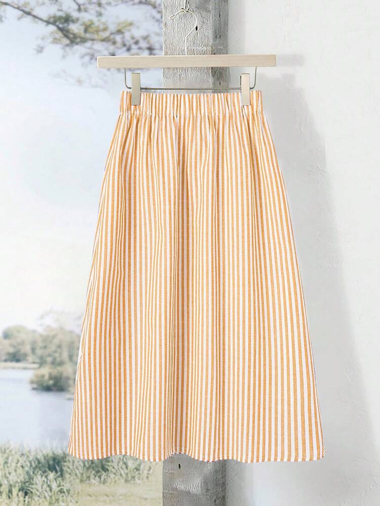 Plus Size Casual Striped Skirt