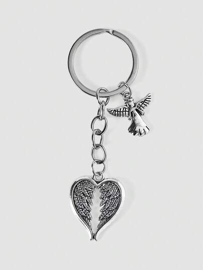 MortiRose Wings Charm Keychain Valentine's Day Valentines Car Accessories Bag Charm School Cartoon Cute Goth Y2k