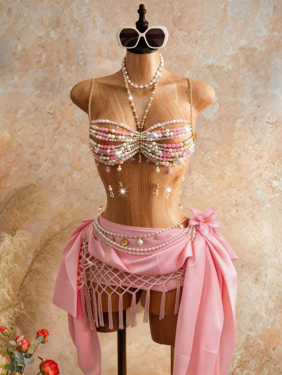 Mistrie 女士夏季吊带背心，女士性感海岛度假吊带背心 - 粉色 - 查看 1