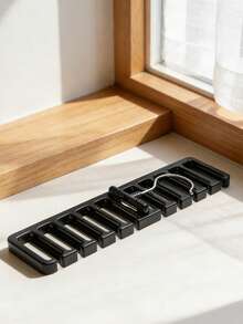 1pc 10-Slot Belt Hanger For Closet, Multi-Functional Belt Organizer Rack, Space Saving Tie Scarf Storage Holder, Wardrobe Accessory Organizer For Men Women - Black - View 1