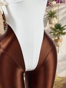 Amplova 1 bộ áo tắm liền thân dành cho nữ, thiết kế có cúp ngực, chống nước, chống tia UV, co giãn 4 chiều, thích hợp cho kỳ nghỉ biển để bảo vệ da khỏi ánh nắng mặt trời. - trắng - Xem 6