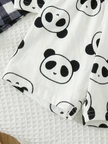 4pcs/Set Panda Striped Breathable Cool Soft Peaceful Sleeping Baby Boy Loose Casual Homewear 2 Pieces Suit, Suitable For Summer - Multicolor - View 4