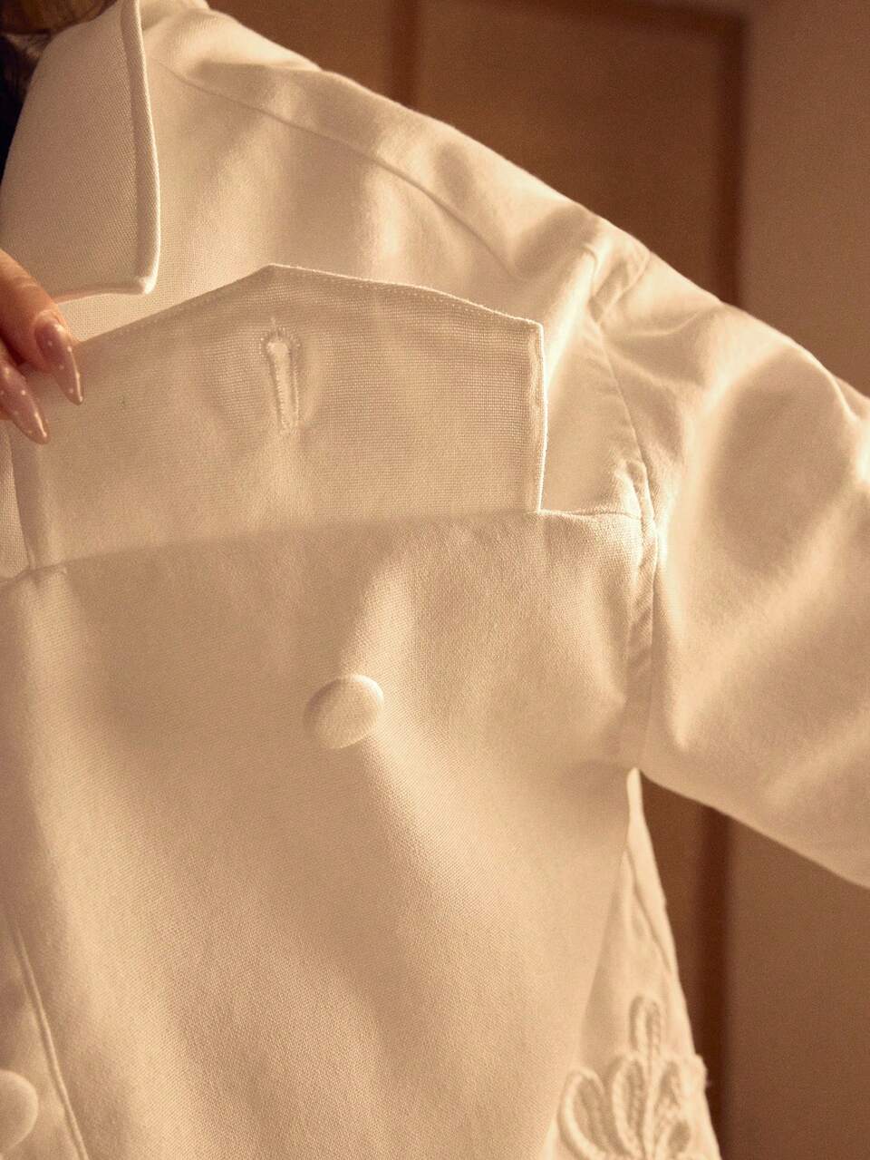 MOTF STUDIO WOMEN'S TENCEL LINEN LIGHTWEIGHT EMBROIDERED JACKET