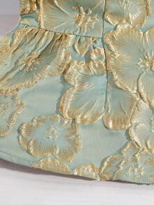 Franclia Áo sơ mi nữ thanh lịch, chất liệu jacquard, viền bèo nhún, cài cúc phía trước, thích hợp cho mùa hè. - xanh quân đội - Xem 6