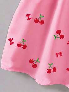 SHEIN Elladie kids 女童夏季新款时尚Polo领露背吊带束腰甜美度假风连衣裙，少女正式礼服 - 玫紅色 - 查看 5