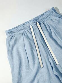 VIVINTIMO Pantalon décontracté polyvalent pour usage quotidien avec cordon de serrage à la taille et poches, idéal pour les vacances - Bleu lagon - Voir 5