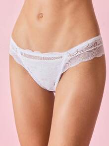 女士性感蕾丝白色文胸套装（带钢圈） - 白色 - 查看 8