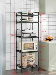 1-Piece Space-Saving Tall Metal Shelf, Kitchen Shelf, Wardrobe Storage, Storage Box, Bathroom Shelf, Shower Rack, Floor-Standing Multi-Layer Bathroom Storage Shelf, Bookshelf, Storage Rack, Movable, Easy To Assemble, Suitable For Bathroom, Kitchen, Office, Study, Living Room, Holiday Gift. - Multicolor - View 15