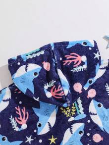 SHEIN Áo tắm có mũ in hình cá mập hoạt hình cho bé trai - Nhiều màu - Xem 5