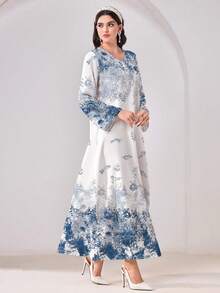 Yasmyna Váy kiểu Ả Rập giản dị, tối giản, kín đáo với họa tiết hoa. - Nhiều màu - Xem 5