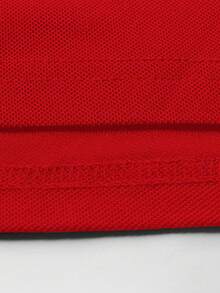 Manfinity Homme Men's Contrast Color Round Neck Short Sleeve Casual Versatile T-Shirt - Red - View 4