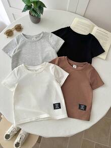 LMoss Kids 4件套男婴针织纯色圆领字母印花休闲T恤套装 - 彩色 - 查看 8