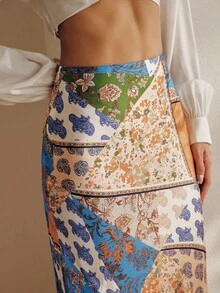 Anewsta Ny ankomst vår/sommar med tryckmönster och bodycon-kjol - Multifärgad - Visa 2