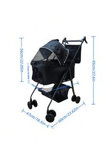Portable Small Medium Dog Cat Pet Stroller Foldable Lightweight Travel Cart Detachable Carrier Pink Breathable Mesh Sturdy 4 Wheels Adjustable Handle For Puppy Kitty Teddy Outdoor Walking - Multicolor - View 8