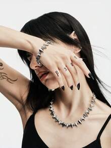 Dây chuyền hình thoi đính đá pha lê và hợp kim, kiểu Gothic, phong cách Goth/Gothic/Punk/Grunge/Dark Gothic, thời trang đường phố, mùa hè/lễ hội/dạ hội/tiệc tùng, cổ điển. - Trắng K - Xem 5