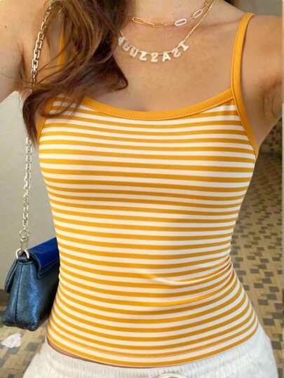 SHEIN 少女条纹休闲百搭吊带背心