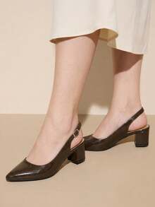 CUCCOO CURVES Zapatos de tacón alto elegantes de punta cerrada para damas en primavera y verano - Café - Ver 3