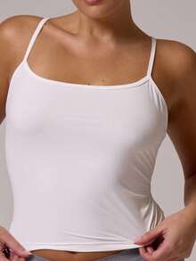 MUSERA Plus Size Scoop Neck Fitted Cami Top Everyday Casual Spring Summer Vacation Holiday Essentials Office - White - View 2