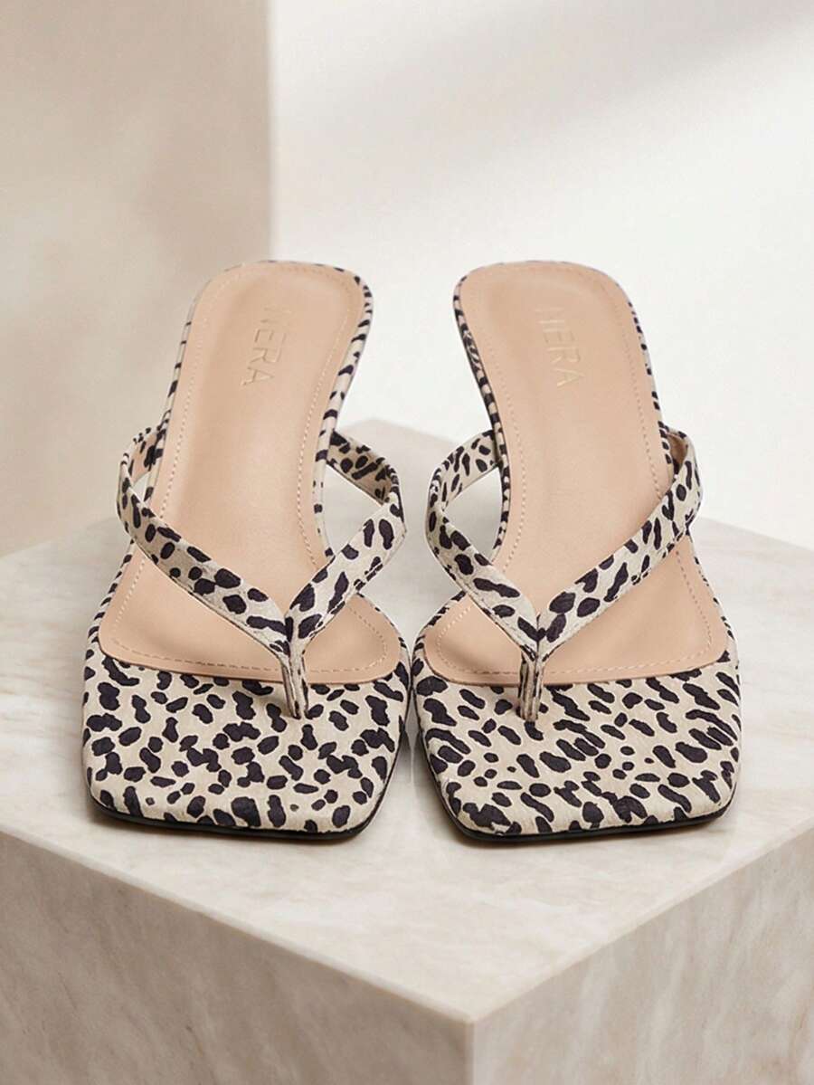 MUSERA Women's Shoes Kitten And Sandals, Cute And Playful, Girly Style, Suitable For Summer And Christmas - Off-white leopard print - View 1