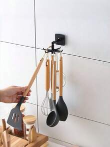 360 Degree Rotating Wall Hook Multi Function Storage Rack For Kitchen Utensils Bathroom Accessories Hats Small Tools Easy Installation Plastic Hanger Modern Design Practical Hooks Space Saving Versatile Home Organization Solution - Multicolor - View 2