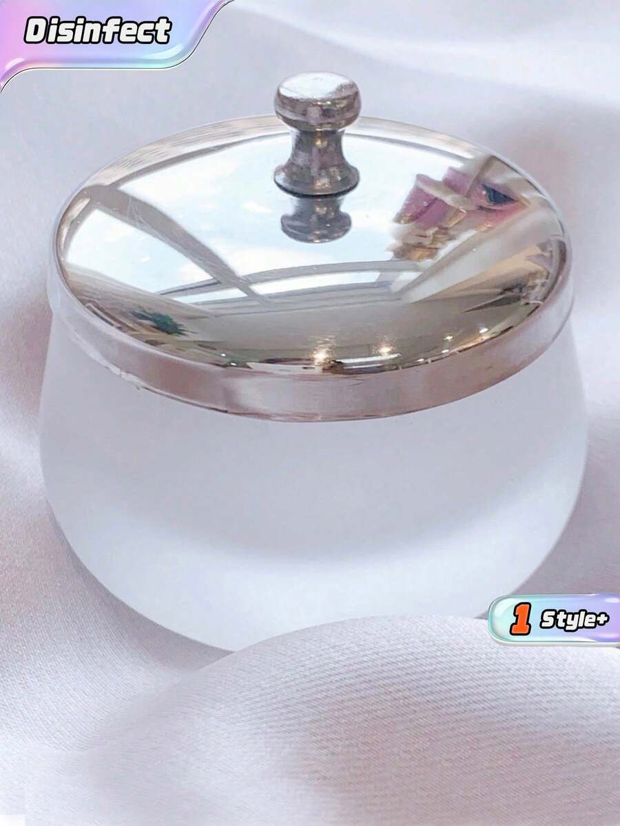 SHEIN 1 Chiếc cốc đựng bột acrylic dạng lỏng có nắp kim loại kèm nắp, thích hợp dùng trong nghệ thuật làm móng. - trắng - Xem 1
