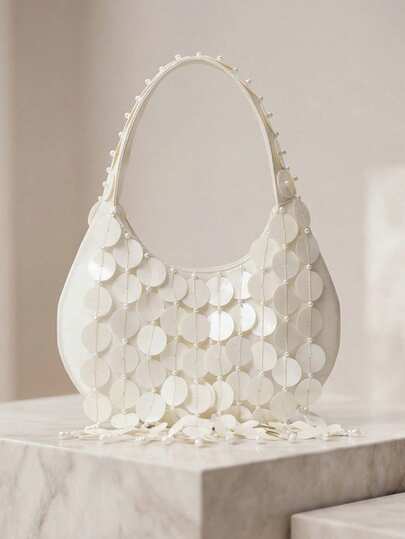 MUSERA Ladies Women Fashionable Simple Elegant Luxury Handmade Beaded Sequined Tassels Top Handle Bags, Evening Bag, For Cocktail Party, Party, Prom, Club, Date, Birthday, Evening, Date Nigh, Banquet, Wedding