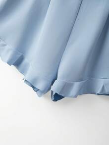 GlowEve CURVE Macacão Elegante de Linha A para Mulheres Plus Size, Amarração na Cintura, Macacão Fluido e Gracioso, Macacão Romântico para Férias de Verão - Azul - Visão 6