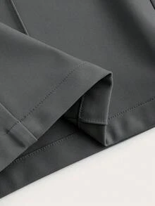 SHEIN MOD Nữ Đóng Nút Chân Thẳng Phong Cách Cổ Điển Thường Ngày Quần Rộng Và Thoải Mái - Màu xám đen - Xem 4