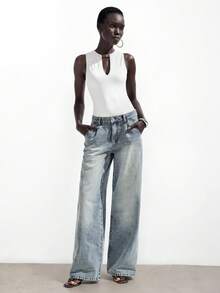 Maija Bộ jumpsuit nữ mùa hè màu trắng cổ tròn, chất liệu giả da, thiết kế khoét rỗng, không tay, gợi cảm, thoải mái, thích hợp đi biển hoặc nghỉ mát. - trắng - Xem 3