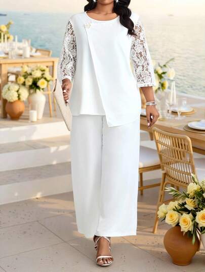 Fleurora Spring And Summer Autumn And Winter  Casual Elegant Black  Knitted  V Neck Flared Button Short Long Sleeve Casual Elegant Plus Size Co-Ords Valentine Day New Years Women Outfit Summer Outfits For Women Summer Women 2 Piece Outfit Ladies Two Piece Outfits Formal Blouse And Pants Set For Women Women Elegant Outfits Pants Suits For Woman