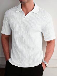 Core Aspect Chemise polo jacquard mode décontractée pour hommes, simple et élégante, convenant pour un usage quotidien, adaptée pour les maris, style vintage - Blanc - Voir 8