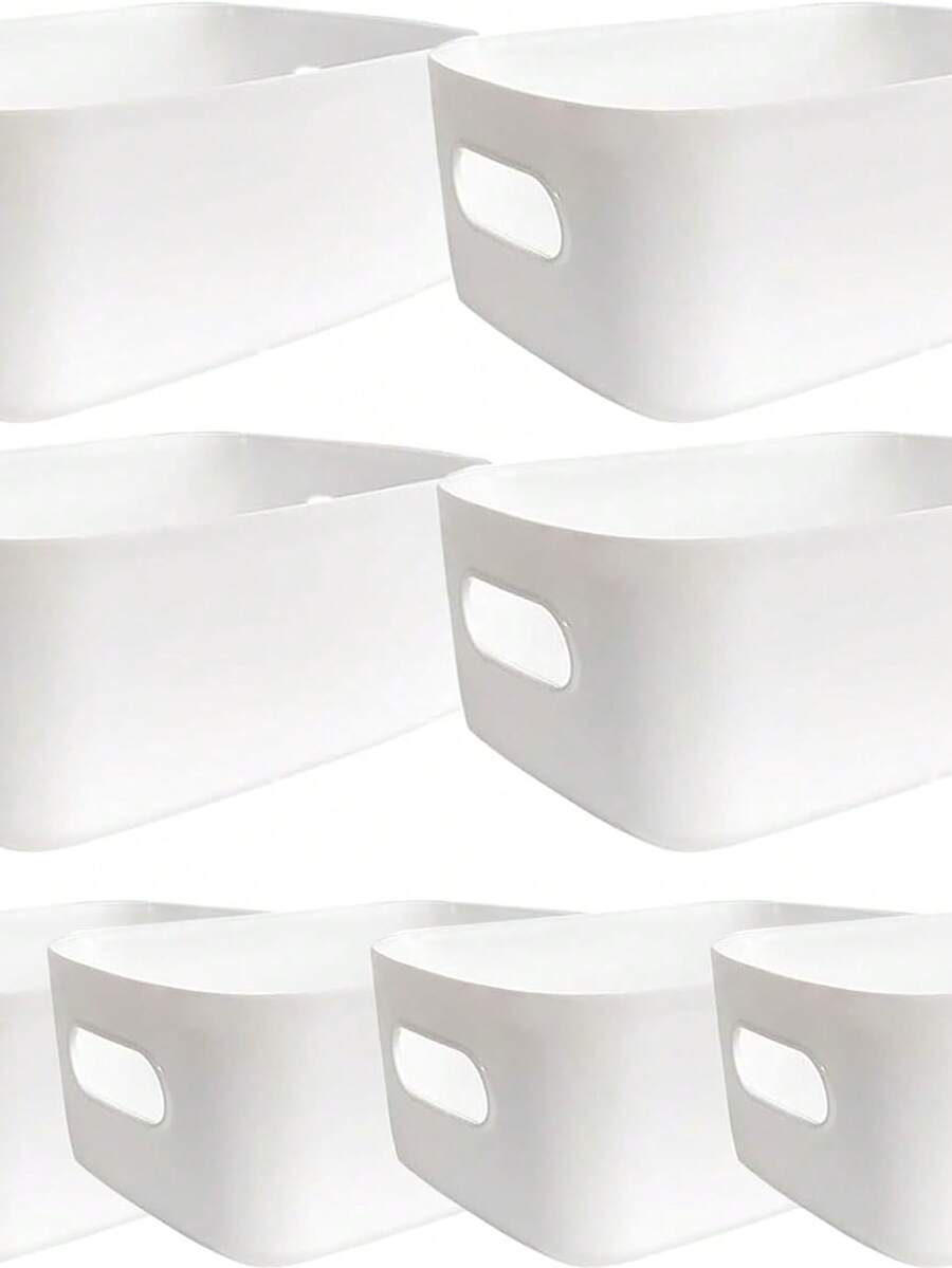 Plastic Storage Box And Basket, White Storage Container, Suitable For Kitchen, Bathroom, Office, Storage Rack Under Sink - White - View 1